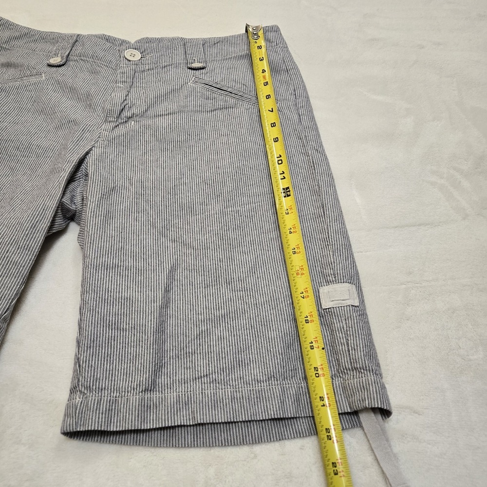 Sundance Womens 12 Blue Coastal Stripe 100% Cotton Shorts Bermuda Cargo Gorpcore - Picture 9 of 14